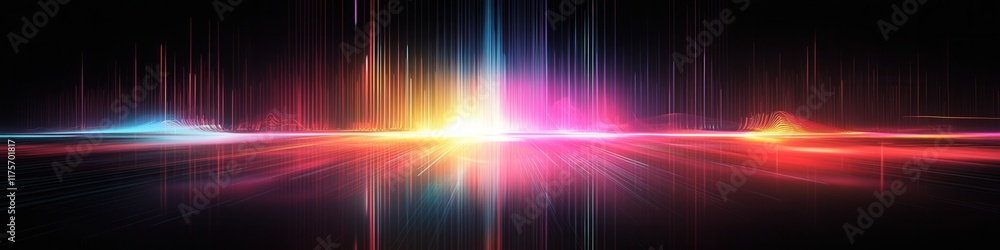 Aufkleber holographic light patterns, ethereal tech shapes emerge in soft hues, creating a mesmerizing abstrac
