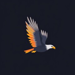 Obraz premium A dynamic logo of a soaring eagle with outstretched wings in bold colors, representing strength, freedom, and determination