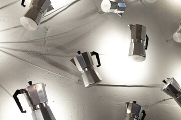 geyser coffee machines as wall decor