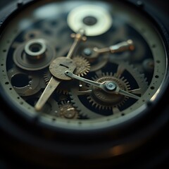 The image captures a close-up view of the intricate gears and mechanisms inside a mechanical watch, with the intricate details of its inner workings clearly visible.
