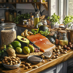 still life with bread and fruits