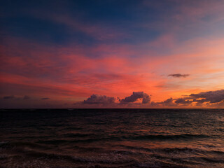 A spectacular sunrise over the sea at Punta Cana in the Dominican Republic