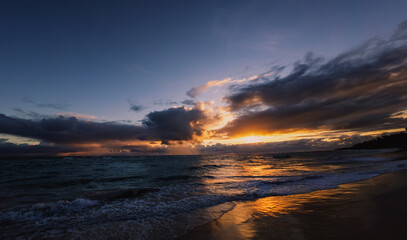 A spectacular sunrise over the sea at Punta Cana in the Dominican Republic