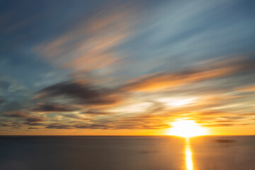 A long exposure of a spectacular sunrise in Punta Cana, Dominican Republic