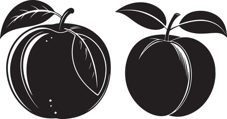Peach silhouette in different pecies and fruit icon vector design.