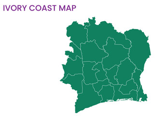 Obraz premium High detailed map of Ivory Coast. Outline map of Ivory Coast. Africa