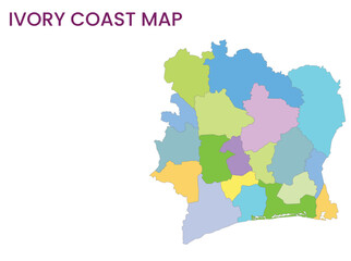 Obraz premium High detailed map of Ivory Coast. Outline map of Ivory Coast. Africa