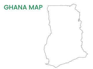 High detailed map of Ghana. Outline map of Ghana. Africa