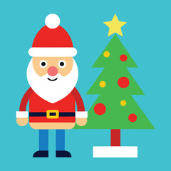 santa claus and christmas tree