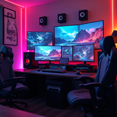 Naklejka premium Technological room visual made with artificial intelligence