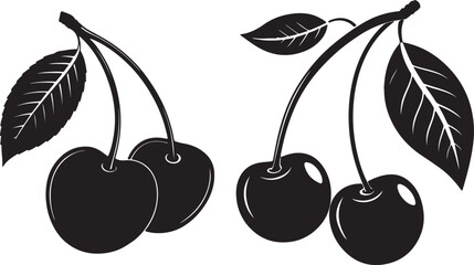 Cherry fruit silhouette in different pecies and fruit icon vector design.