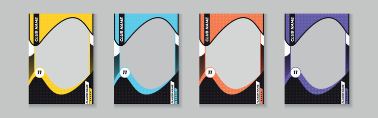 trading card template design for sports, picture frame for player performance, photo frame or border collection for hockey, basketball and football player, sports flyer design, template eps 10.