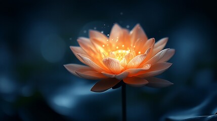 Glowing lotus flower, night pond, magic, serenity, spa