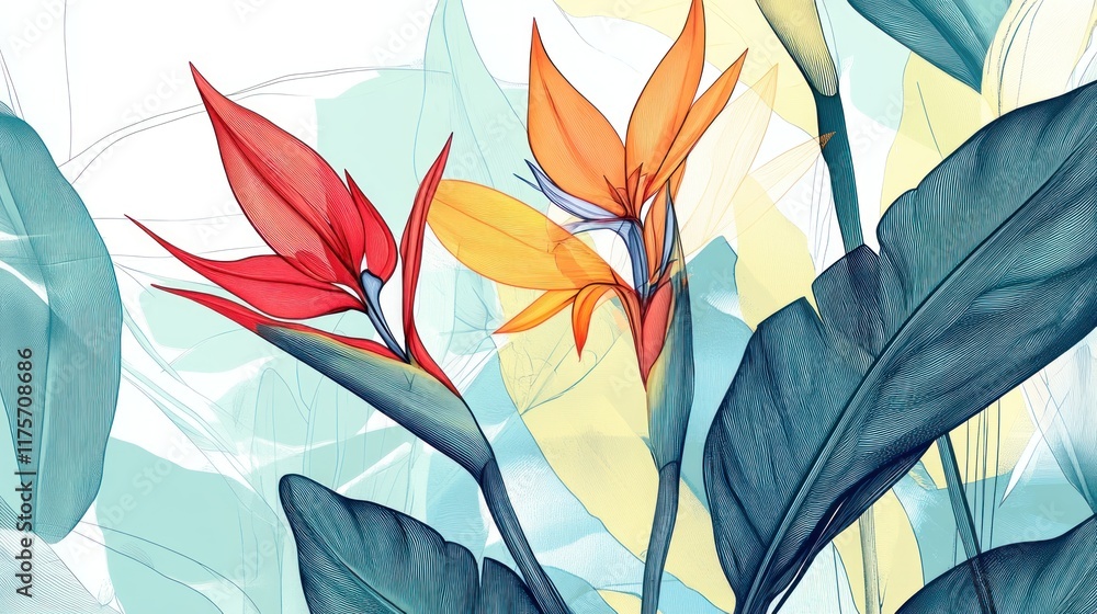 Poster pattern with feathers