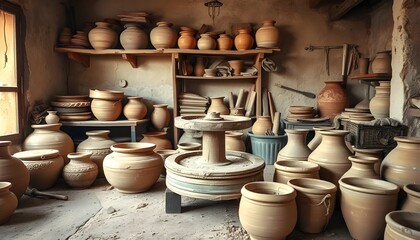 rustic earthy pottery background with textured clay surface, handmade ceramic design, and natural warm tones for artistic and craft projects