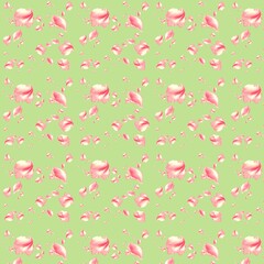 seamless pattern with pink flowers