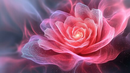 Obraz premium Glowing Rose, Abstract Art, Dark Background, Romantic Design, Stock Photo
