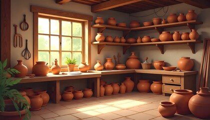 rustic earthy pottery background with textured clay surface, handmade ceramic design, and natural warm tones for artistic and craft projects