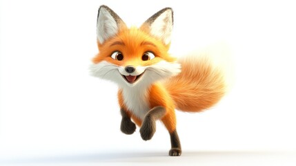 Happy cartoon fox running.