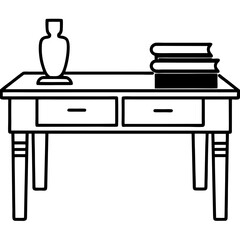 Simple Study Desk Line Drawing