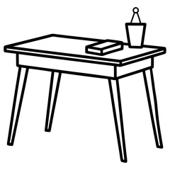 Simple Study Desk Line Drawing