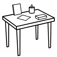 Simple Study Desk Line Drawing