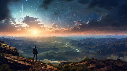 Fototapeta premium Awe-Inspiring Mountain Sunset Landscape