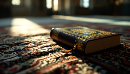 A vibrant and intricate kaleidoscopic pattern with symmetrical floral and geometric shapes in shades of orange, yellow, and blue against a warm, glowing background.