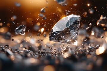 Obraz premium Sparkling Diamond Emerging from Rough Stone Gemstone Extraction Luxury Jewel