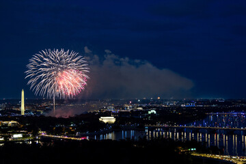 4th of July fireworks show over the National Mall in Washington, DC.