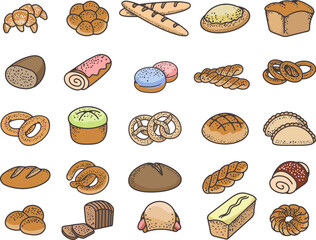 Bakery products colorful icons