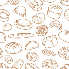 Bakery products seamless background