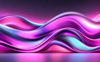 Fototapeta premium Abstract Purple and Pink Iridescent Liquid Waves 3D Render Fluid Design Background