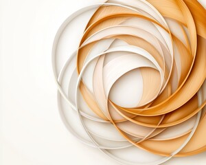 Fototapeta premium Abstract Swirling Wooden Rings Beige White and Orange Hues Background