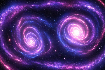 Fototapeta premium Vivid galaxy scene featuring glowing nebulae, bright stars, cosmic dust, and vibrant colors in deep purple, pink, green, and golden hues with high detail and rich textures