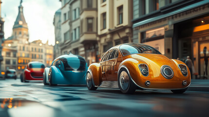 Luxuries Car on Road in the city, Wallpaper