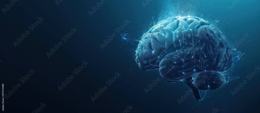 Poster illuminated brain: a futuristic depiction of human intellect and neural networks