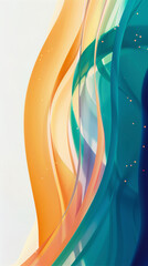 Oceanic Flow: Abstract Blue and Orange Wave Art