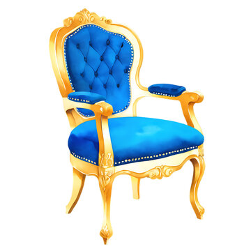 recommend clip art: Blue chair watercolor illustration isolated on transparent. png file for art work, posters, posters, cards, holiday decor.