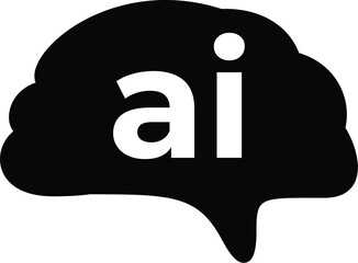 AI brain circuit board icon, Artificial intelligence technological chip, Vector illustration