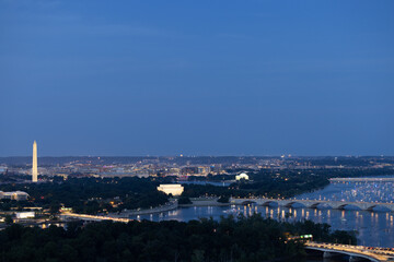 Washington D.C. panorama during golden hour.