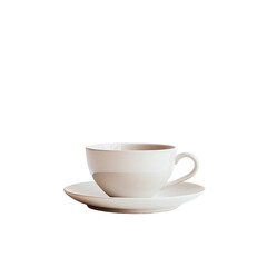 Obraz premium a white cup and saucer sitting on a white table PNG image, PNG file, Generative art.