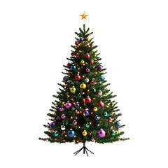 Obraz premium a christmas tree with colorful lights on a transparent background, photo PNG image, PNG file, Generative art.