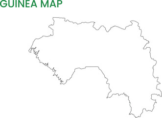 High detailed map of Guinea. Outline map of Guinea. Africa