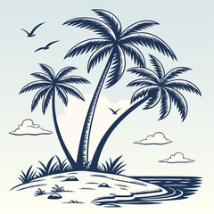 Fototapeta premium Variety of Palm Tree Silhouettes in Vector Format