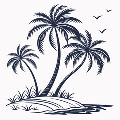 Obraz premium Collection of Isolated Palm Tree Silhouettes