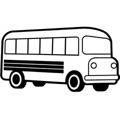 Vintage School Bus in Simple Vector Style