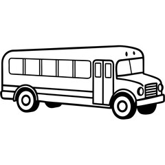 Vintage School Bus in Simple Vector Style