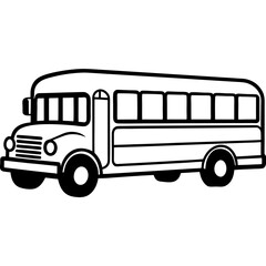 Vintage School Bus in Simple Vector Style
