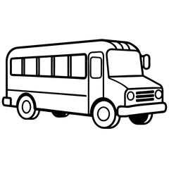 Vintage School Bus in Simple Vector Style